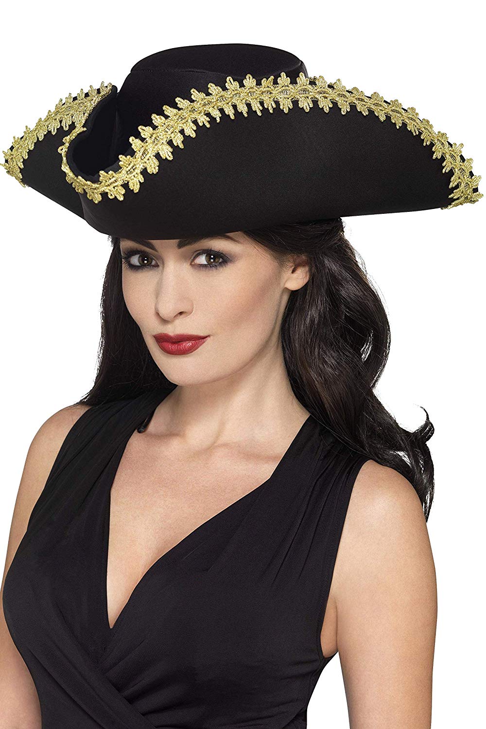 Smiffys Pirate Hat, Black , Pirate Fancy Dress, Pirate Dress Up Hats - Image 2