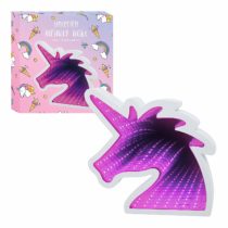 Global Gizmos Unicorn Infinity Mirror Light - Decorative Mood Tunnel Light with Purple/Pink LED's