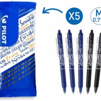 Pilot FLW538561 0.7 mm Frixion Erasable Retractable Rollerball Tip - 3 Blue/2 Black (Pack of 5)