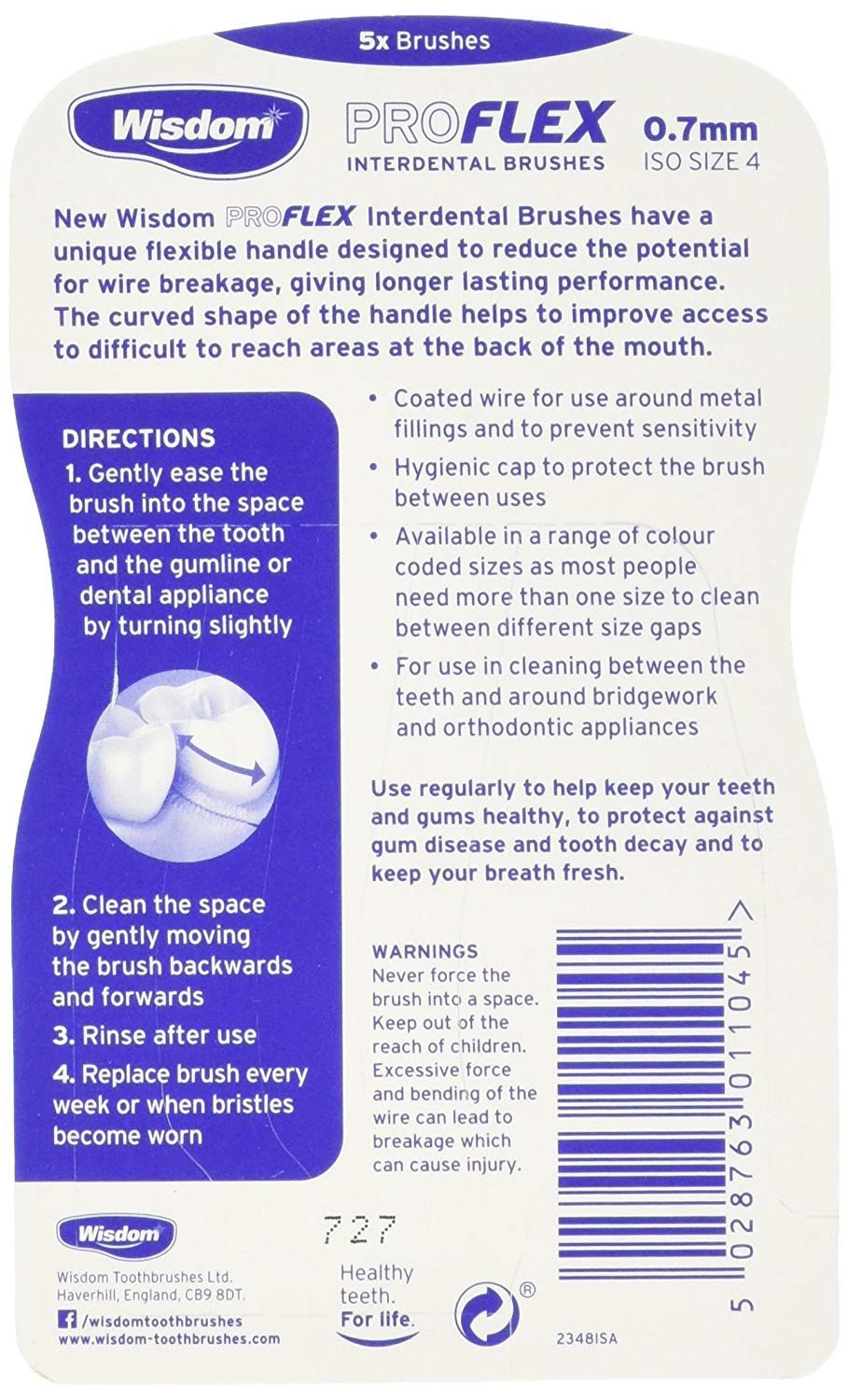 Wisdom Proflex Interdental Brushes, 0.70 mm, Yellow, Pack of 4, 20-Count, 20 count (Pack of 1) - Image 3