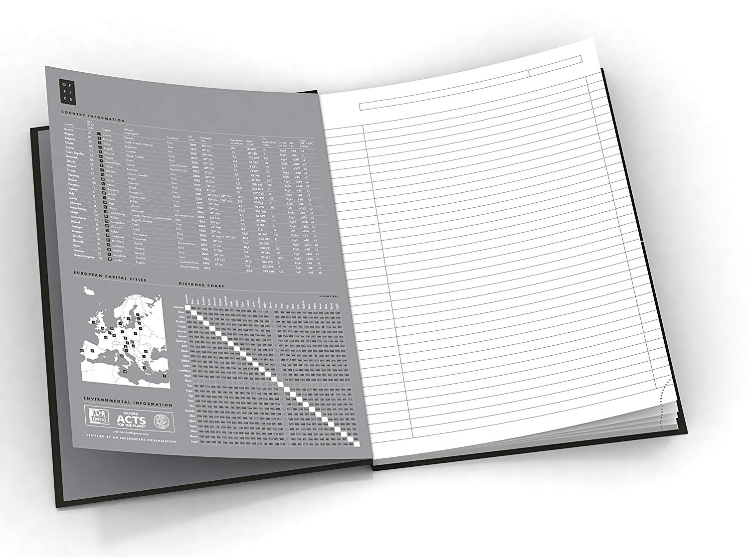 Oxford Office Essentials A4 Hardback Casebound Notebook Narrow Ruled with Margin 192 Page, Assorted Colours, 5 Notebooks - Image 2