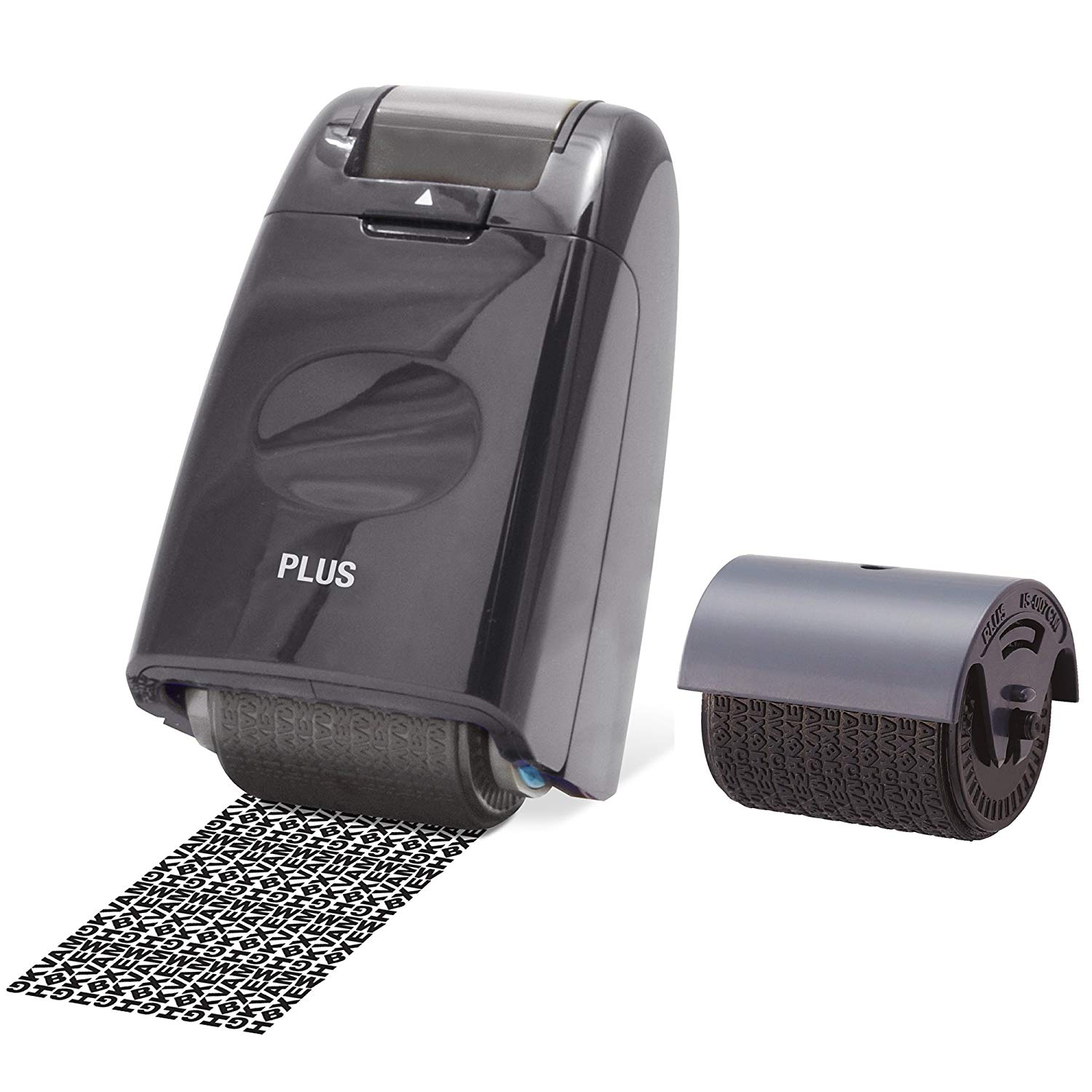 Plus Japan Guard-Your-ID Camouflage Self Inking Roller Stamp & Refill Pack, Assorted Colour, 2 inches in diameter (Set)