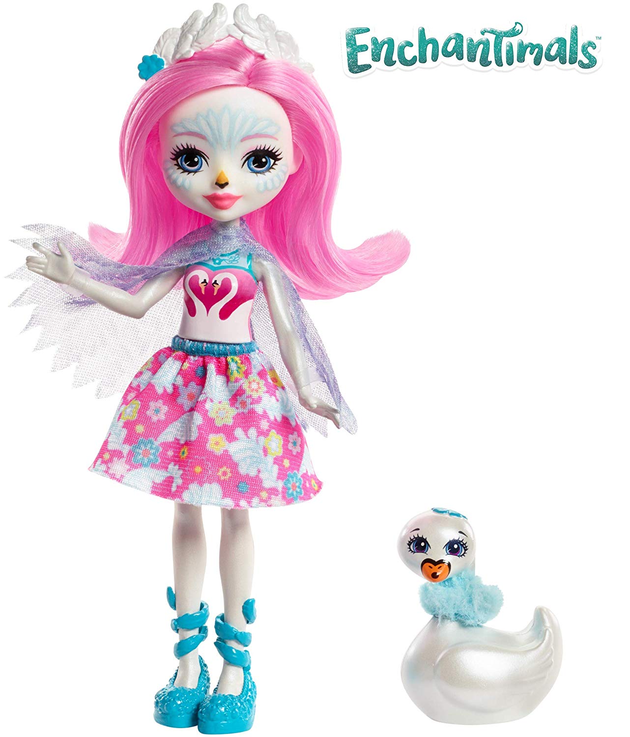 Enchantimals FRH38 Saffi Swan Doll and Poise Figure, Multi-Colour, Multicolor, Sin talla