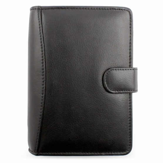 Cescahide A6 Leather Personal Organiser with Strap - Black