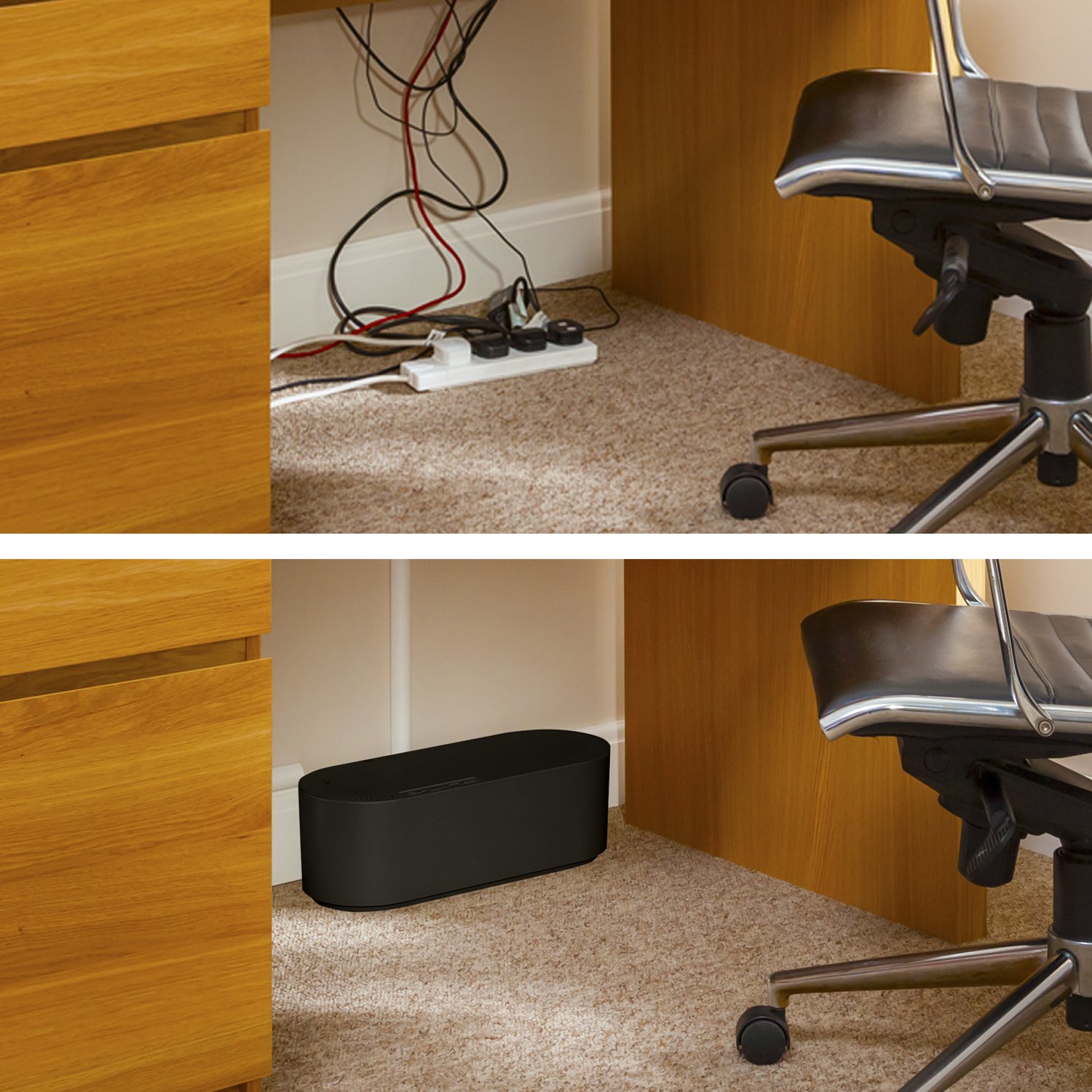 D-Line Cable Tidy Box, Hide Extension Blocks, Desk Cable Management, Organise TV Cables, 325mm (L) x 125mm (W) 115mm (H) - Image 3