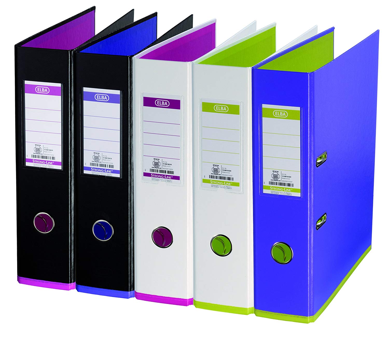 Elba My Color Lever Arch Files A4 Pack of 10 A4 80 mm spine ASSORTIS 9 COULEURS, assorted