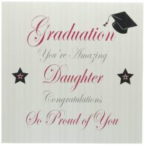 WHITE COTTON CARDS Amazing Daughter Congratulations So Proud of You Handmade Graduation Card, Large, XPD164-D