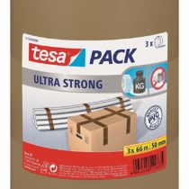 tesa 51124-00008-01 Packing Tape Ultra Strong PVC Packaging Tape for Heavy Parcels and Boxes, Brown, 66 m x 50 mm, Pack of 3