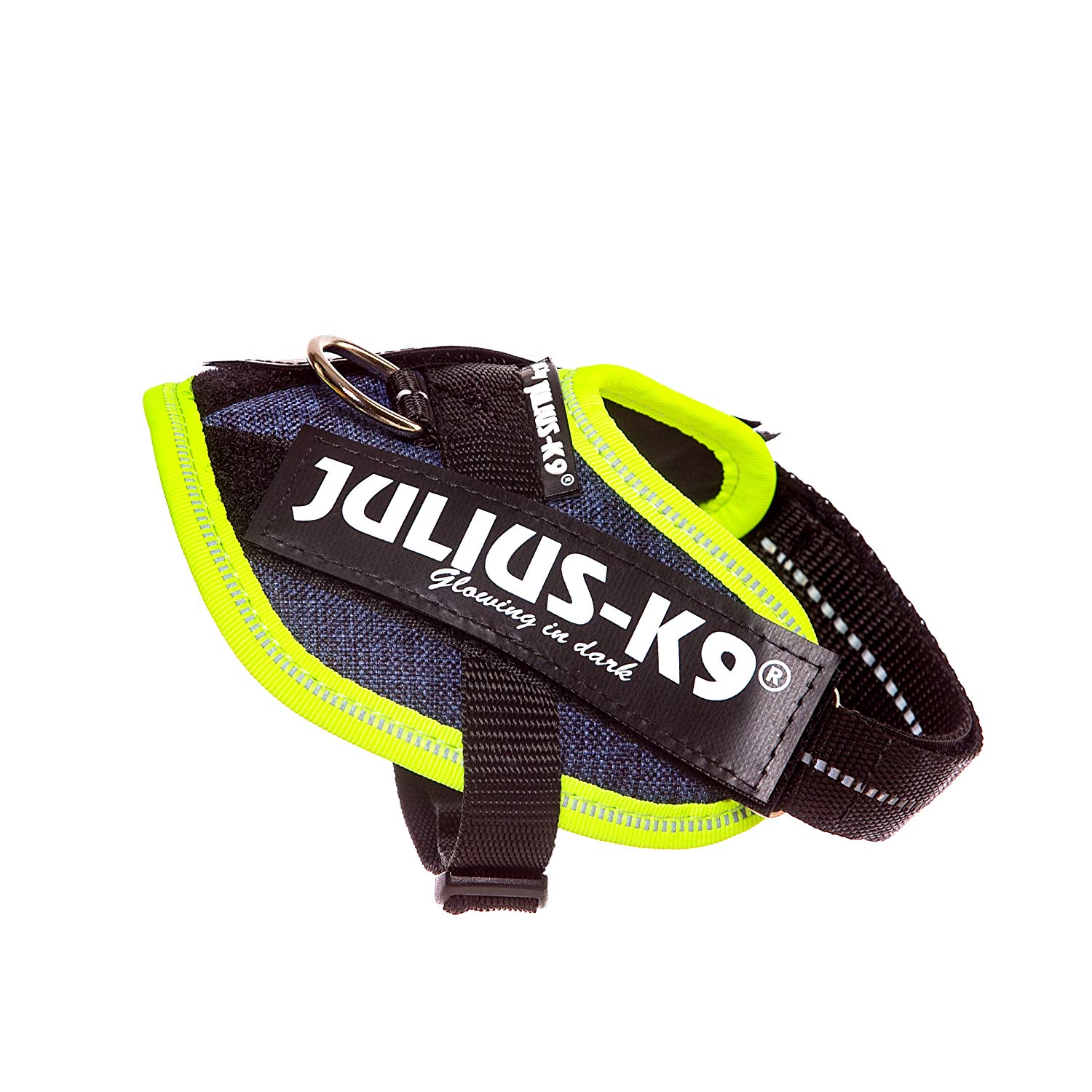 Julius-K9, 16IDC-FARNE-B2, IDC Powerharness, dog harness, Size: Baby 2, Jeans with neon edge, 2XS/Baby 2 - Image 2
