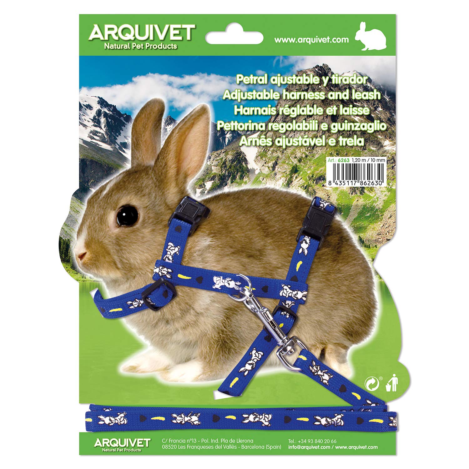 Arquivet 8435117862630 - Petral AJUST Printed Rabbit, Blue, 1.210