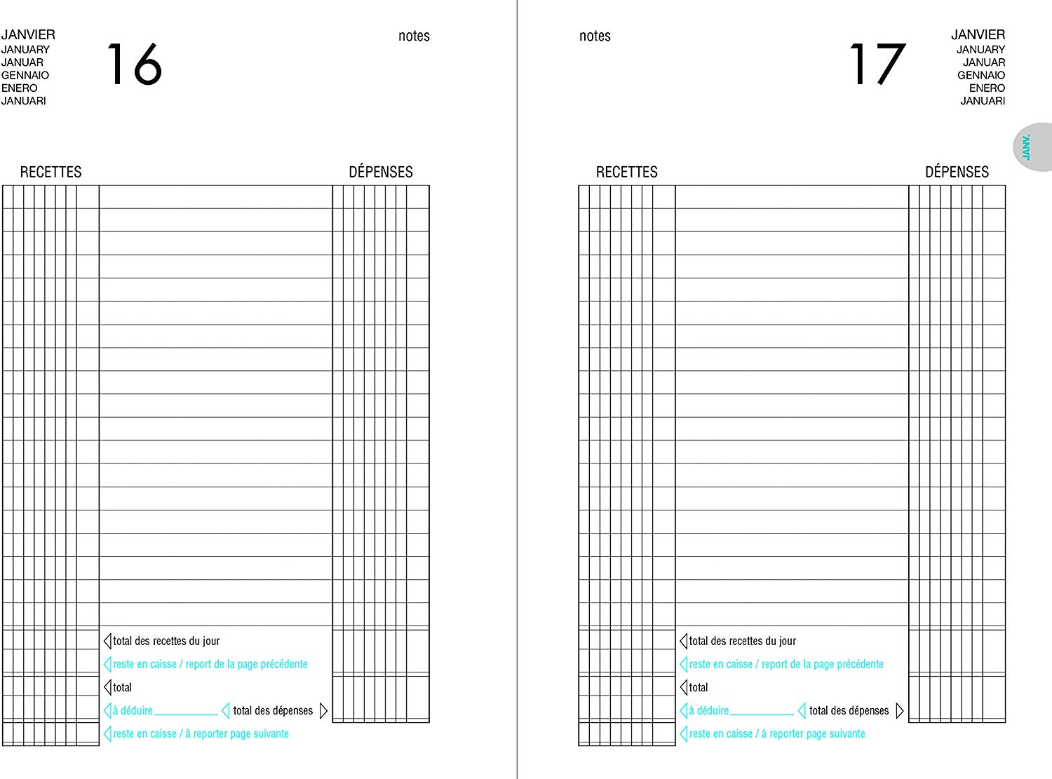 Lecas Agenda Civil 1 Page per Day 14 x 22 cm Year 2017 Black, 14x22cm - Image 3