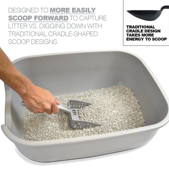 PetFusion Large Cat Litter Scoop - strong ABS plastic & flat lead edge to shovel UNDERNEATH for easier cleaning - Image 2