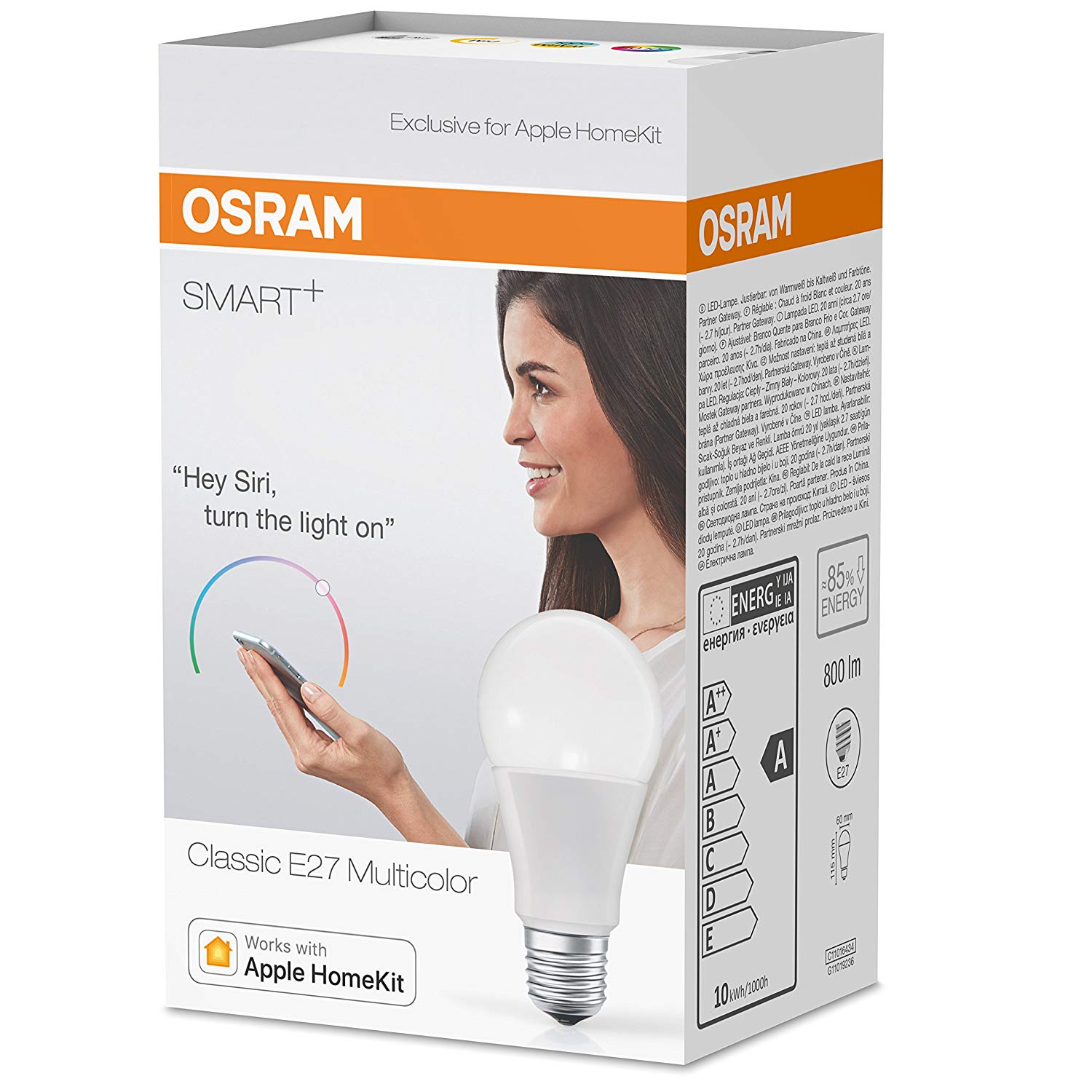 OSRAM Smart+ LED, Bluetooth Lamp with E27 Socket, Colour Change, Dimmable, 60 W Replacement, Warm White, Multicolour - Image 3