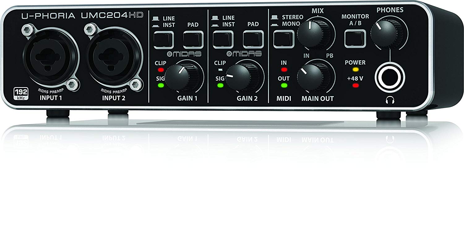 Behringer UMC204HD Audiophile 2x4, 24-Bit/192 kHz USB Audio/MIDI Interface with Midas Mic Preamplifiers, Black - Image 4