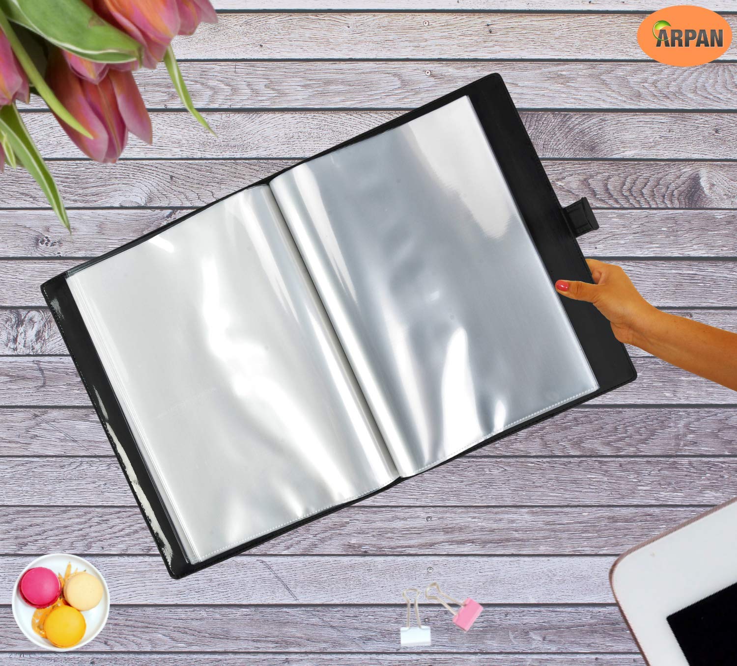 Arpan A4 36 Pockets Professional Soft Touch Display Book Presentation Portfolio Folder - Black, 1 - Image 3