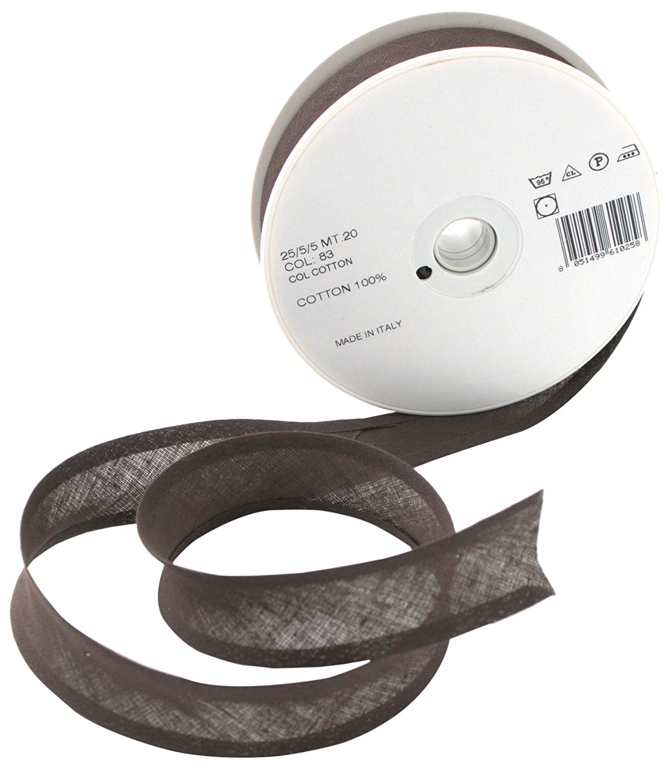 Trimz 25/5/5 mm Cotton Bias Binding, Brown 83 - Double‑Fold Sewing Tape for Quilting Dressmaking & DIY Crafts