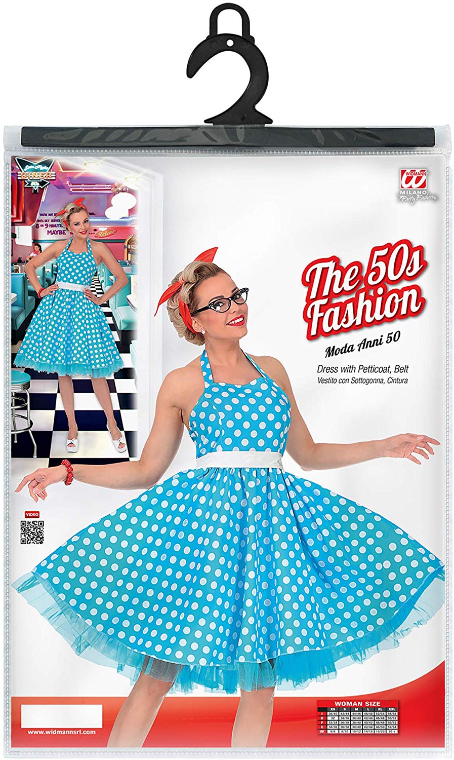 WIDMANN THE 50s FASHION (dress with petticoat, belt) - (M), Light Blue - Image 2
