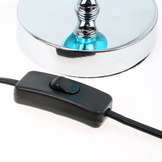 Premier Housewares Chrome Stem Table Lamp with Acrylic Ball and Fabric Shade - Teal - Image 2