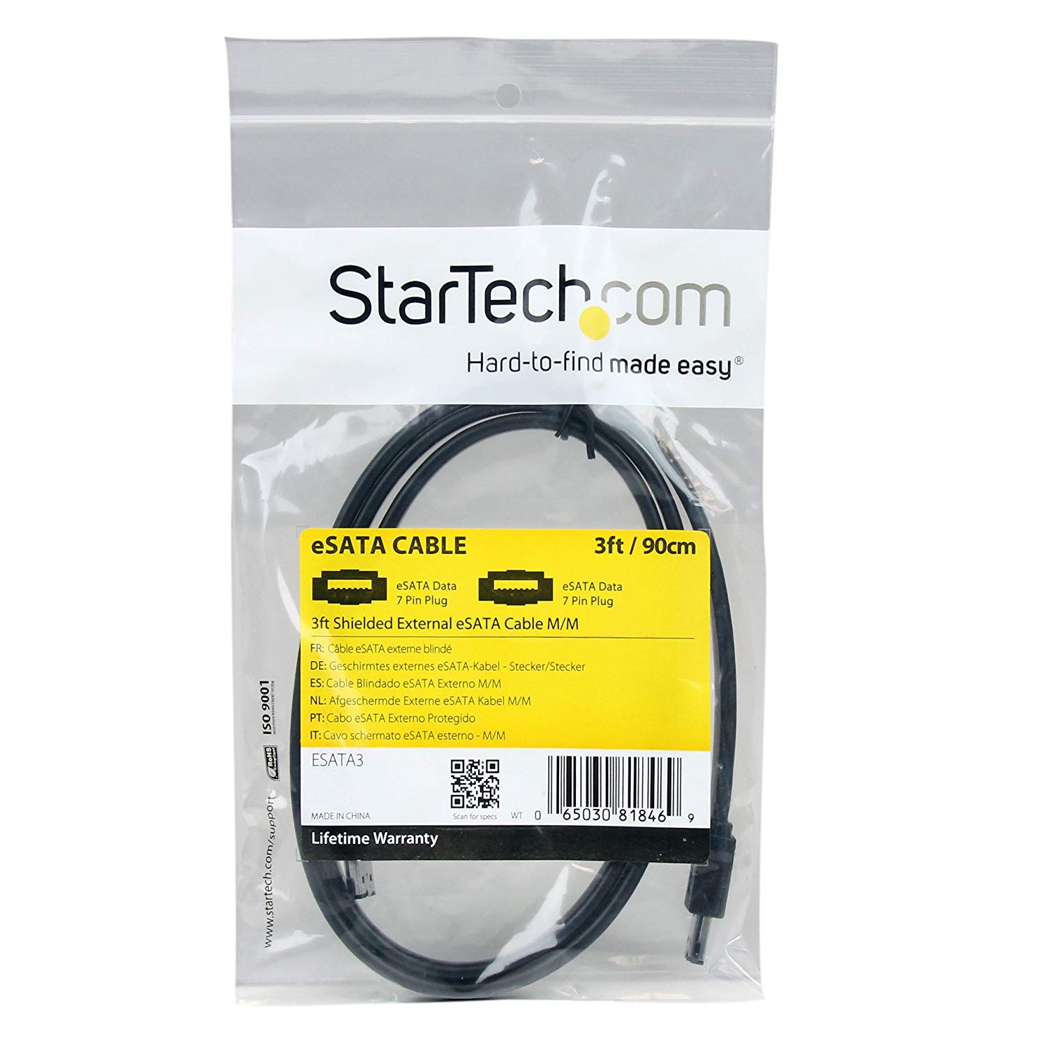 StarTech 3 feet Shielded External eSATA Cable M/M, Black, 3 ft/1 m - Image 3