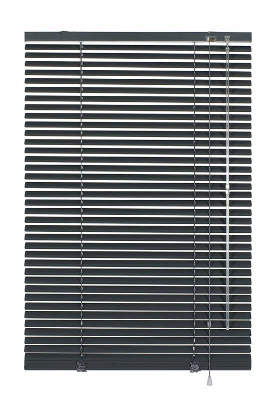 GARDINIA Aluminium Venetian Blinds, Visibility, Light and Glare Protection, Wall and Ceiling Mounting, Mounting Kit Included, Aluminium Venetian Blinds, Slate Grey, 70 x 175 cm (WxH)
