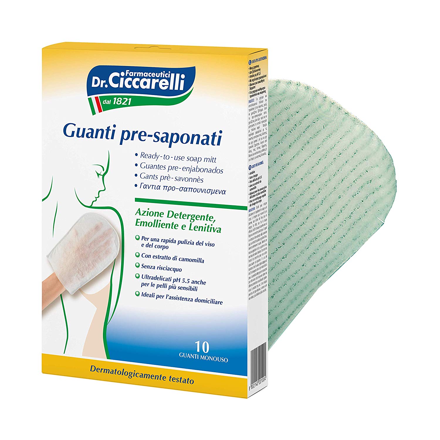Ciccarelli Dr. Igiene Corpo Ready-to-Use Soap Mitt, 10-Piece, Bianco, 10 count (Pack of 1)
