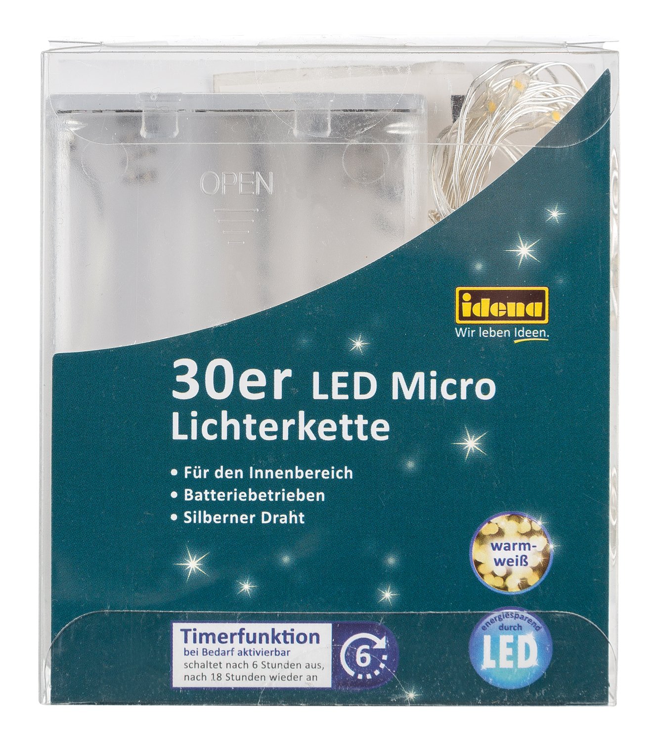Idena 31824 LED Micro Fairy Lights with 30 LEDs in Warm White, with 6 Hour Timer Function, Battery Operated - Image 2