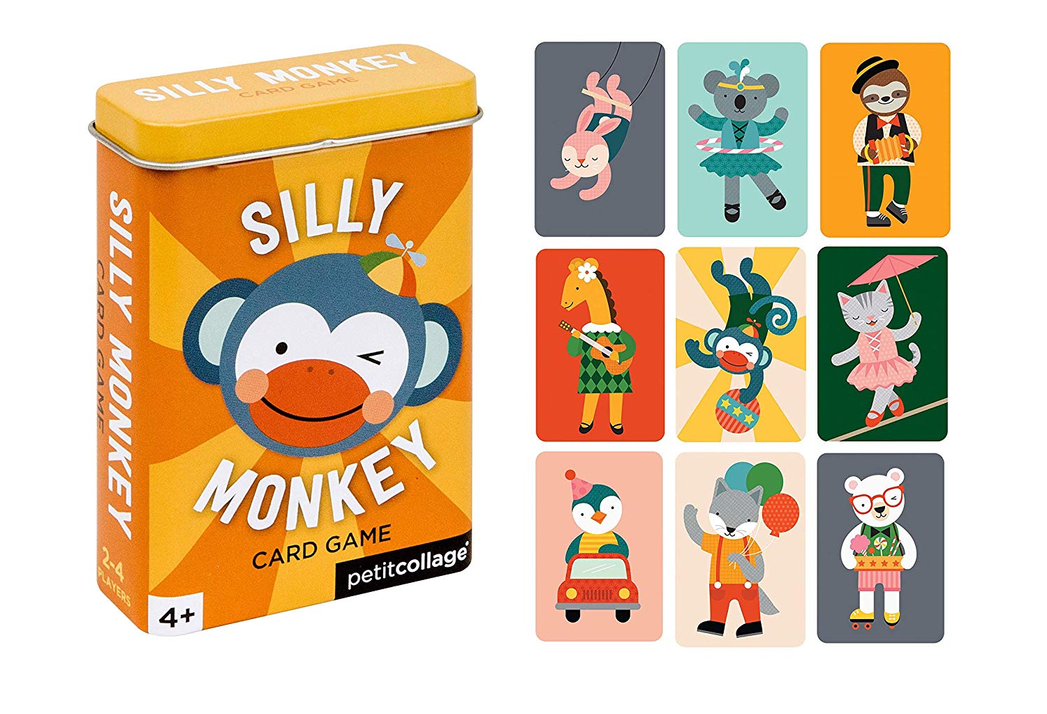 Petit Collage Silly Monkey Kids Card Game, Exciting and Colorful Family Game with Sturdy Storage Tin Included, Easy to Play