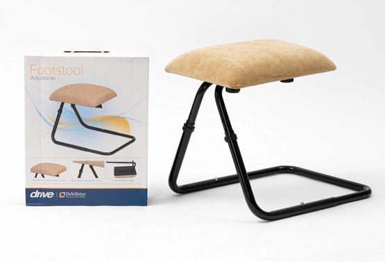 Drive Adjustable Footstool, Beige Chenille Fabric