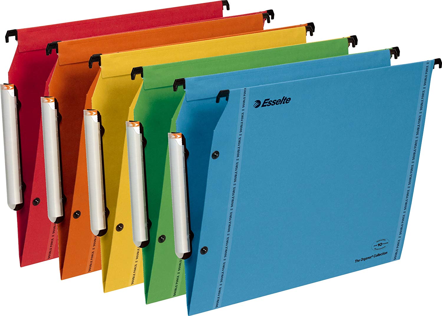 Esselte Lateral Hanging File Folders 3 Background V V-Shaped Base Assorted Colours, Assortis, a4