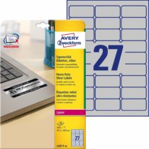 Avery Zweckform L6011-20 Heavy-Duty Labels 63.5 x 29.6 mm Weather-Resistant 20 Sheets / 540 Labels Silver