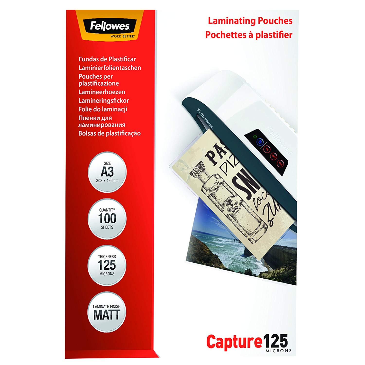 Fellowes ImageLast Enhance80 A4 Laminating Pouches - 80 Microns, Transparent, Matte - Pack of 100 Matte A3 / 125 Mikron - Image 2