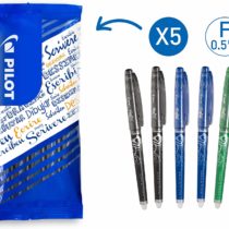 Pilot Frixion Point Erasable Rollerball 0.5mm Tip - 2 Blue/2 Black/1 Green, Pack of 5