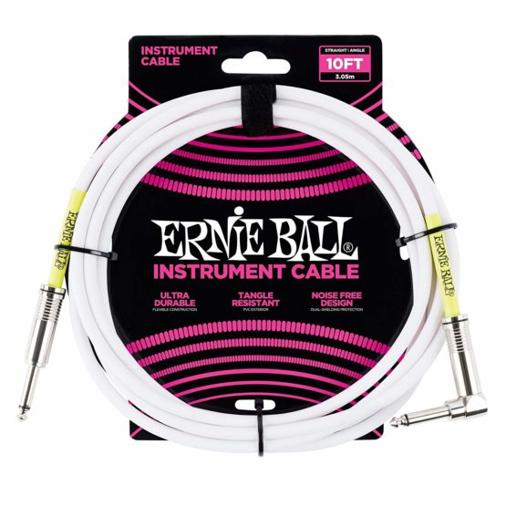 Ernie Ball 10 ft Straight / Angle Instrument Cable - White