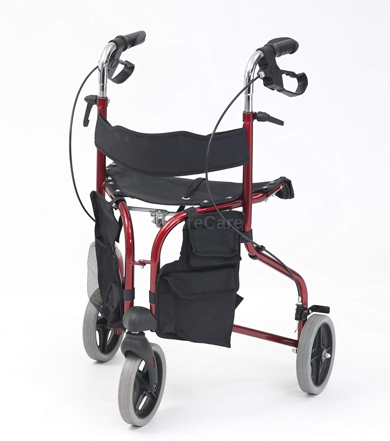Drive Devilbiss Tri-Walker Walking Aid with Seat and backrest, Red