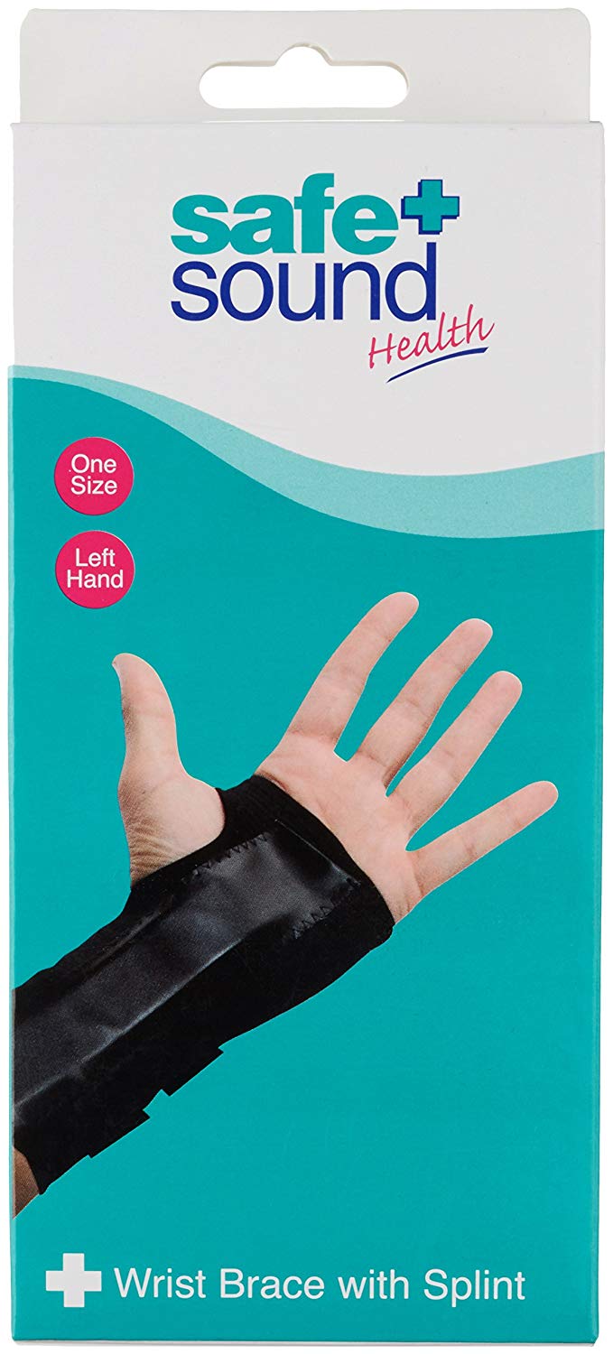 Splinted Left Wrist Brace Support, Black - Image 2
