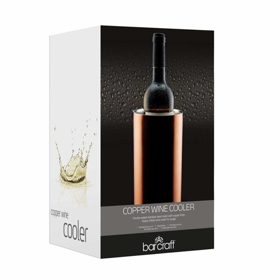 BarCraft Wine Cooler Bottle Holder with Copper Finish in Gift Box, Stainless Steel, 11 x 19 cm - Image 2