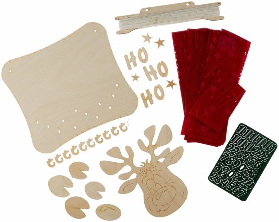 Petra's Craft News Advent Calendar Reindeer Felt Advent Calendar Numbers with Wooden Parts Kit, 22 x 32 x 11 cm, Wood Colour - Image 2