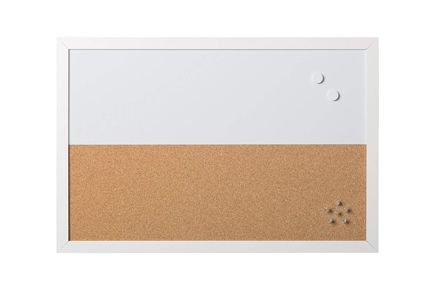 Bi-Office Combo Magnetic Whiteboard Magnetic Dry Wipe/Cork Memo Board Elements White MDF Frame, 60 x 40 cm