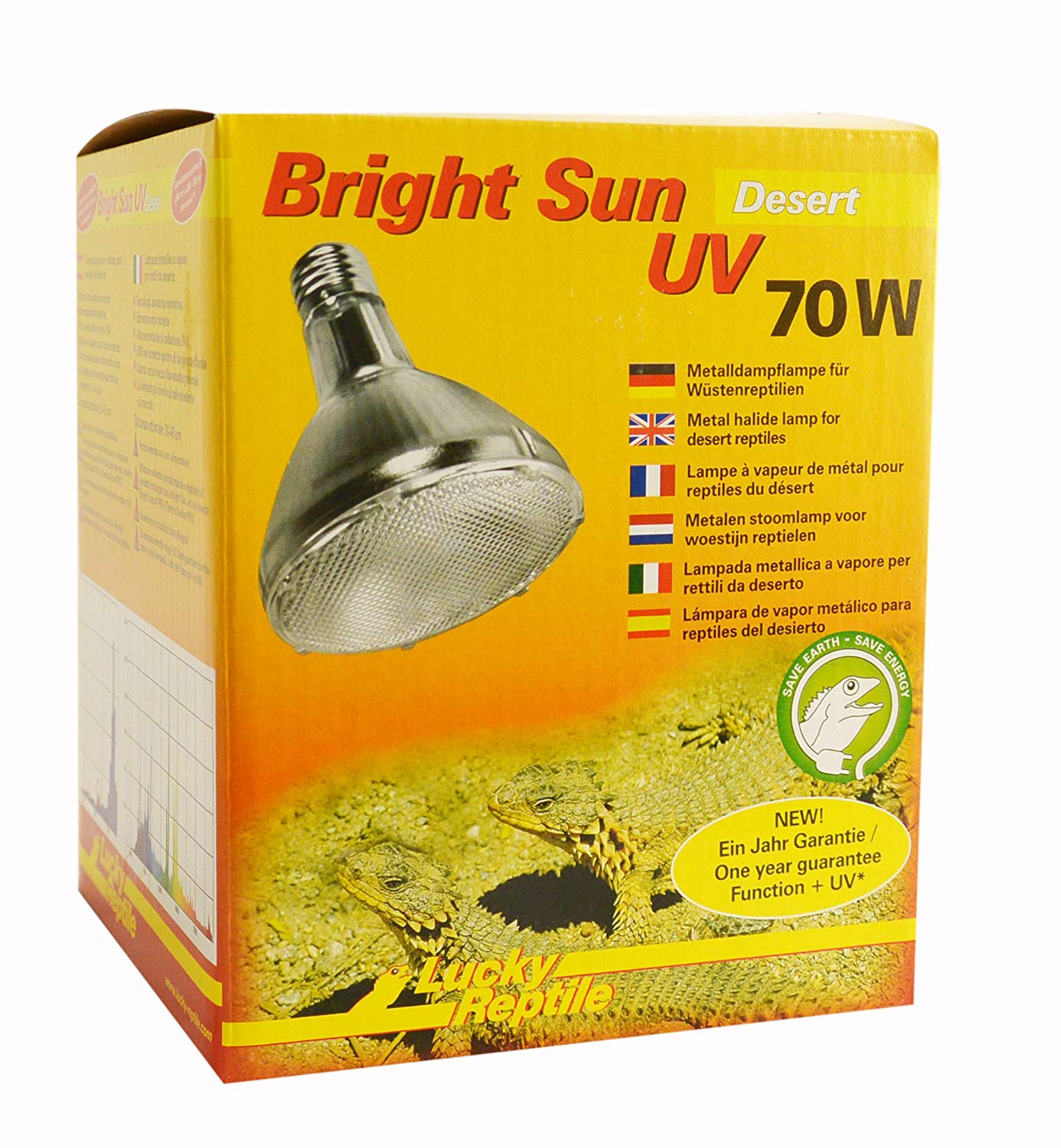 Lucky Reptile Bright Sun UV Desert - 70 W metal halide lamp for E27 sockets, 70 Watt