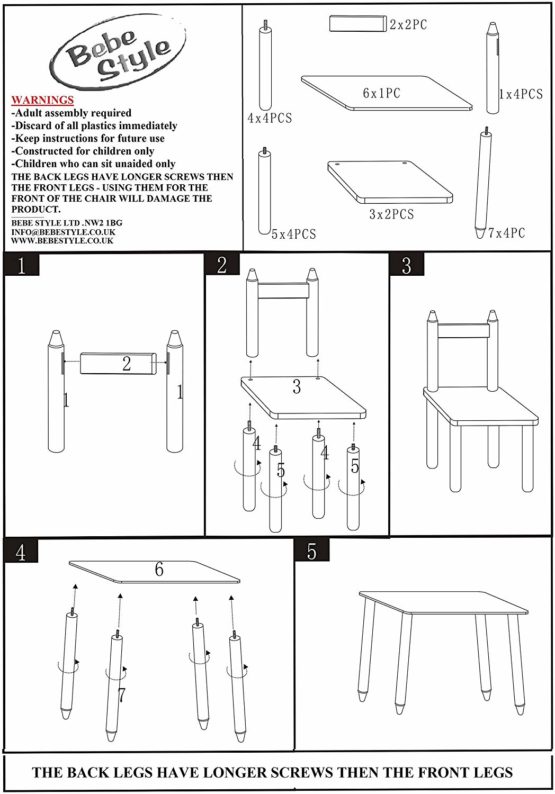 Kiddi Style Childrens Wooden Table and Chair Set , Pink - Image 2