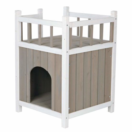 Trixie natura Cat's Home mit Balkon, 45 × 65 × 45 cm, grau/weiß - Image 3