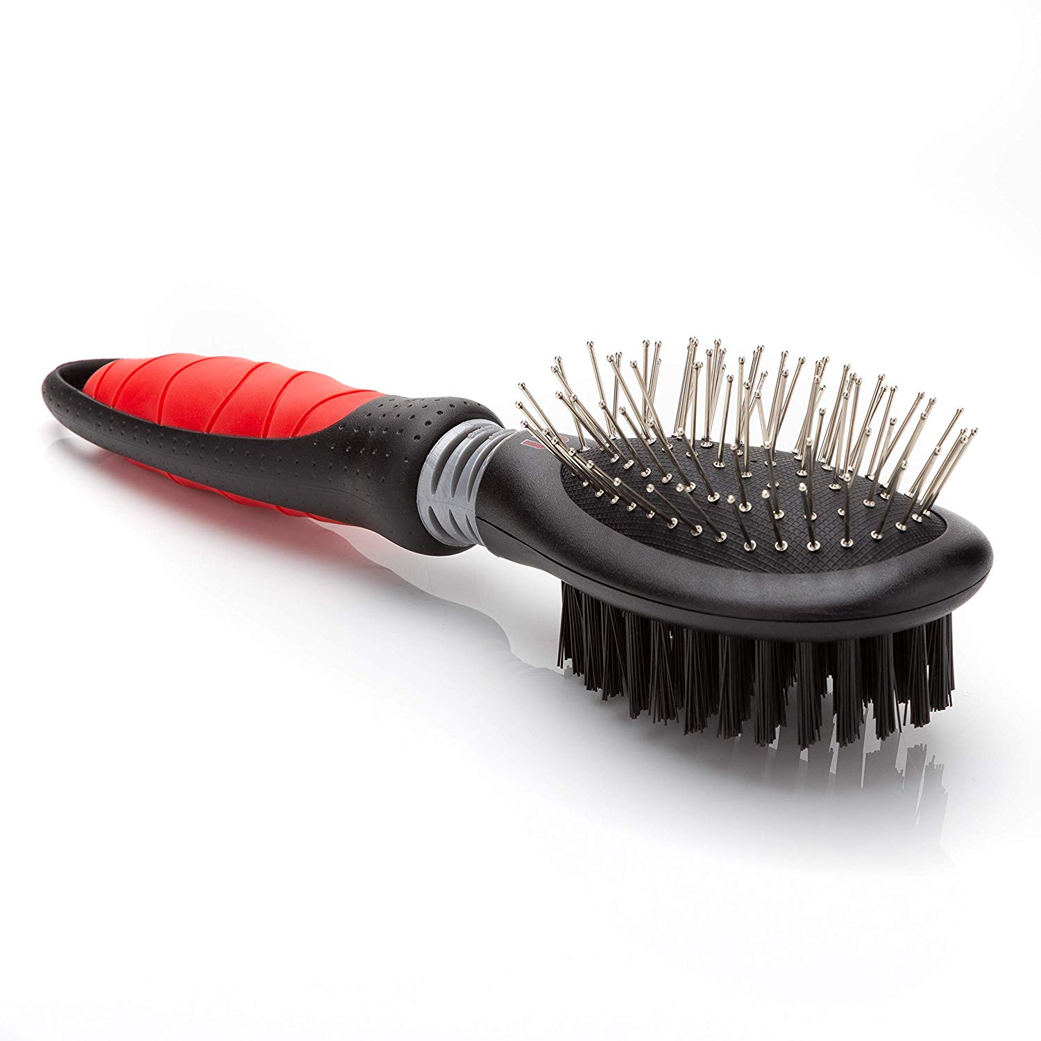 Mikki Dog, Cat Combi Brush Removes Knots, Tangles -2 sided -Nylon and Ball Pin for Small to Medium Pet, Clear - Image 2