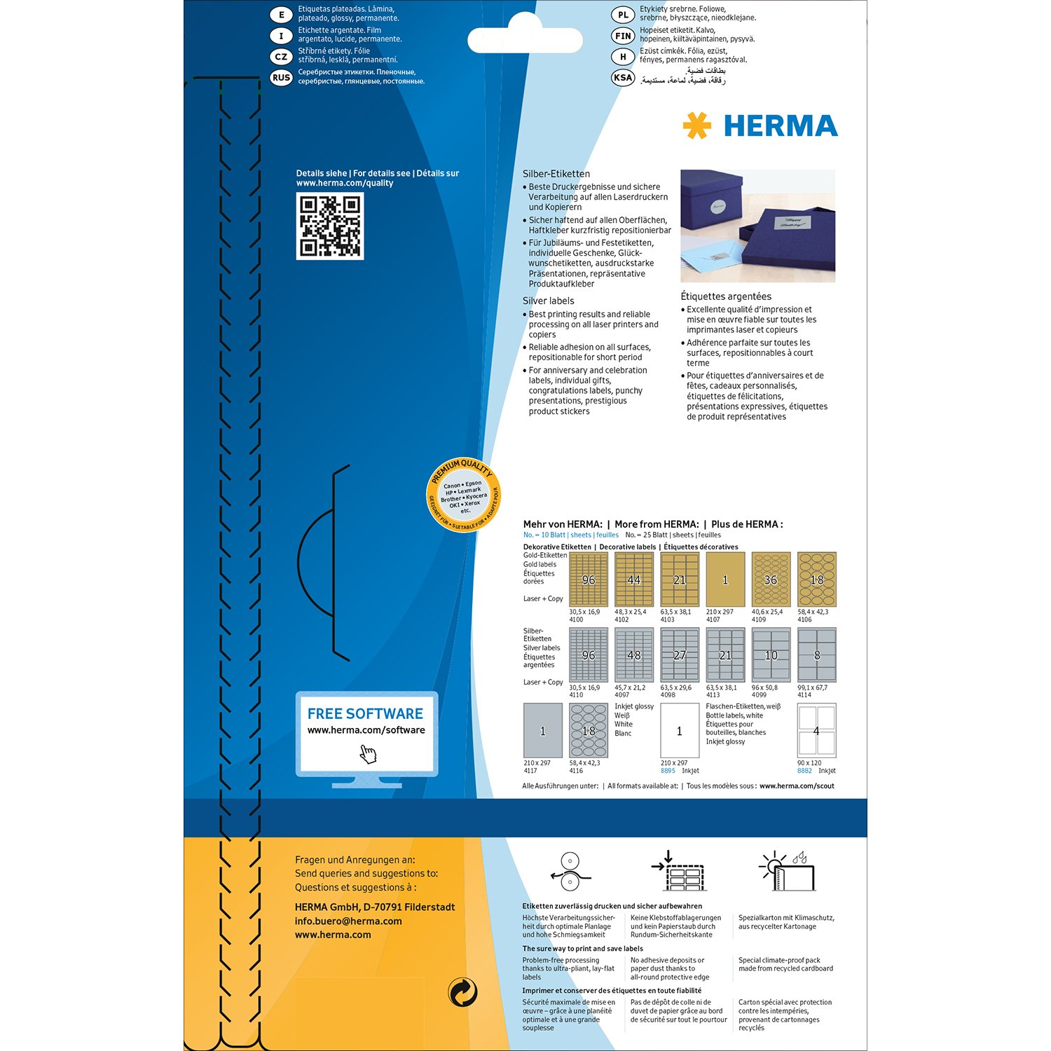 HERMA Self Adhesive Name Plate Film Labels, 1 Label per A4 Sheet, 25 Sheets, 210 x 297 mm, 25 Labels - Image 4