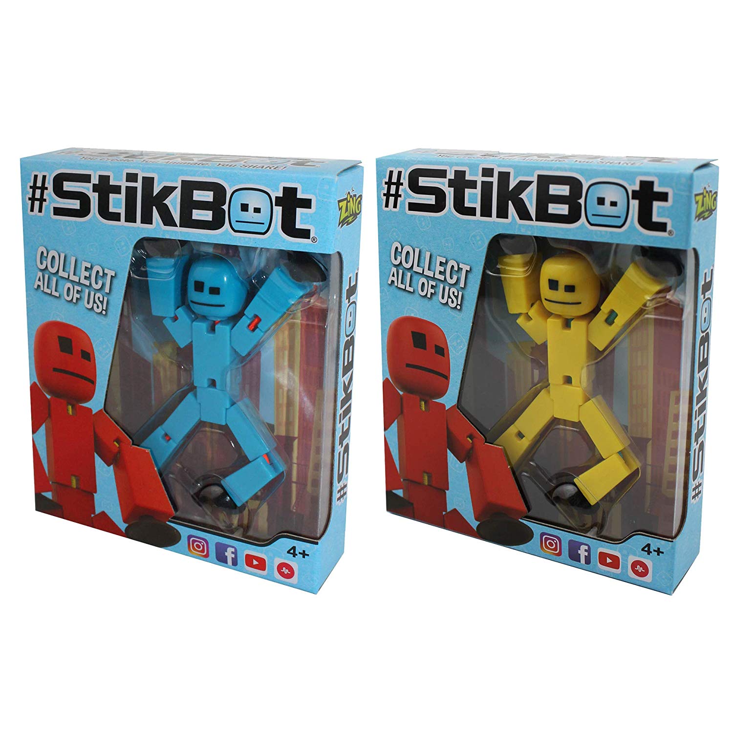 StikBot Figure Pack of 2, Blind Assorted, Two Pack - Random Colours, 5 cm x 1 cm x 8.5 cm