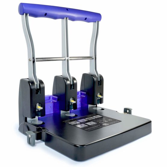 Rapesco 1272 P3100 High Capacity 3-Hole Punch, Black and Purple