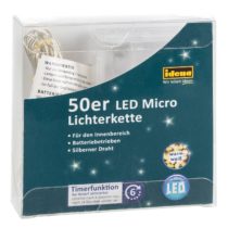 Idena 31825 LED Micro Fairy Lights with 50 LEDs in Warm White with 6 Hour Timer Function, Battery Operated, Approx. 5.2 m Long for Parties, Christmas, Decoration, Wedding, Mood Light