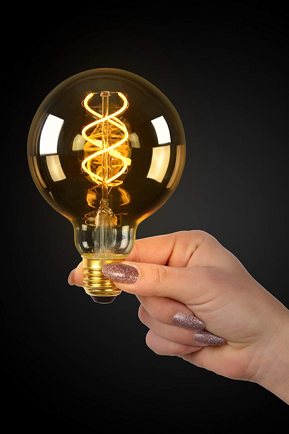 Lucide LED Bulb - Filament Bulb - diameter 9,5 cm - LED Dim. - 1x5W 2200K - Amber, 1 x 1 x 13.8 cm - Image 3