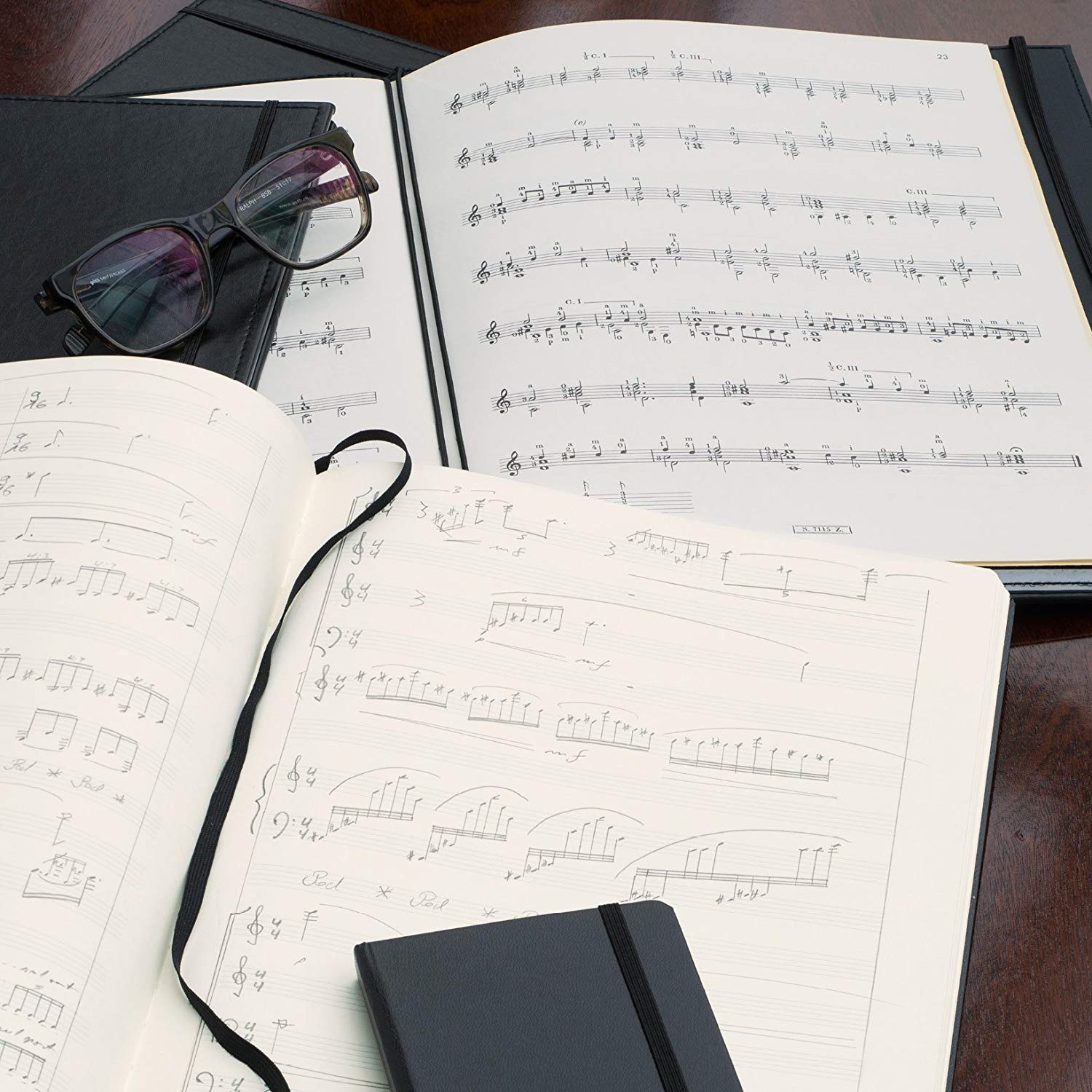 Leuchtturm1917 A4 Plus Master Slim Notebook with Staves - Black - Image 4