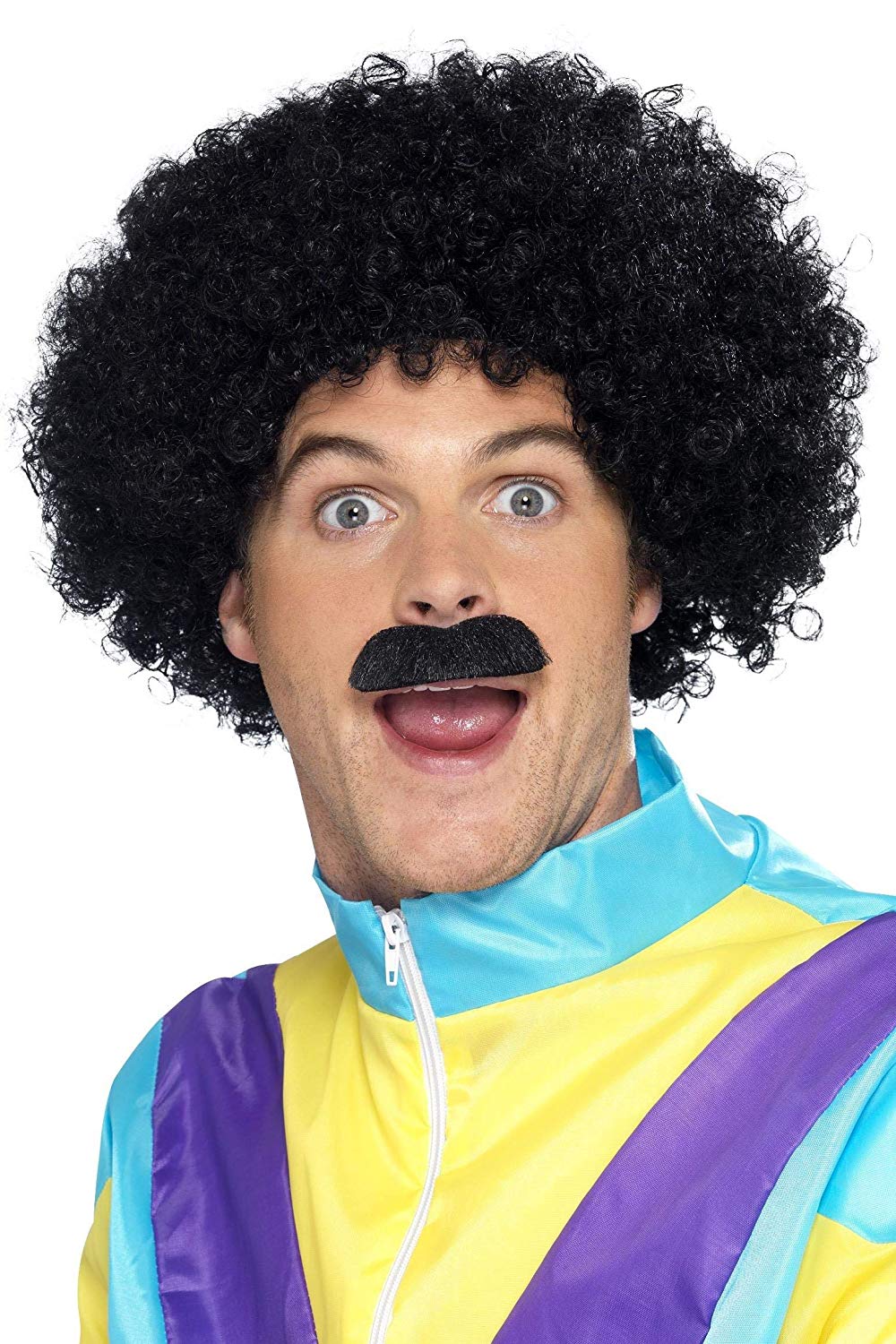 Novelties Direct Scouser Set Black Wig And Tash (1)