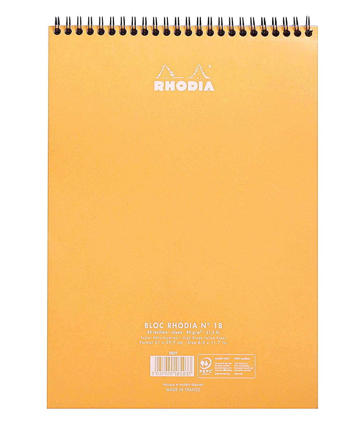 RHODIA 18503C, Spiral Notebook (Full Bound) Orange, A4, Dotted Dot, 80 Detachable Sheets, 80G Clairefontaine Paper - Image 3